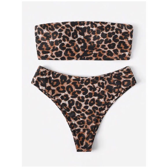 Other - CLEARANCE Leopard High Waist Bandeau Bikini Swimsuit